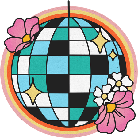 70s Lined Floral Disco Ball